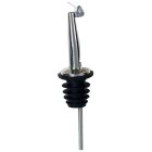Winco PPM-4C Medium/Fast Flow Liquor Pourer with Stainless Steel Tapered Spout, Hinged Cap, and Black Plastic Cork - 144/Case