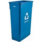 Winco PTC-23L Plastic Rectangular Slender Recycle Trash Can / Waste Container 23 gal. - Blue