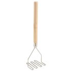 Winco PTM-18S Nickle-Plated Steel Potato Masher with 4-1/2" Square Face and 17-3/4" Wood Handle - 6/Case