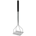 Winco PTMP-24S Nickle-Plated Steel Potato Masher with 5-1/4" Square Face and 24" Black Textured Plastic Handle - 12/Case
