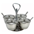 Winco RS-4 Stainless Steel Condiment Caddy / Relish Server with (4) 8 oz. Round Compartments - Silver - 24/Case