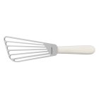 Dexter Russell S186 1/2 PCP Sani-Safe 19673 Stainless Steel Slotted Fish Turner with White Polypropylene Handle 6-1/2" x 3" - 6/Case
