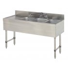 Advance Tabco SLB-43L-X Special Value Stainless Steel 2-Compartment Underbar Sink 48" with 1 Splash Mount Faucet and 10" x 14" x 10" Deep Bowl - Right Drainboard