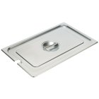 Winco SPCF Standard-Weight 25 ga. Stainless Steel Steam Table Flat Slotted Food Pan Cover - Full-Size - 24/Case