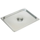 Winco SPSCH Standard-Weight 25 ga. Stainless Steel Flat Solid Steam Pan Cover - 1/2 Size - 48/Case