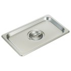 Winco SPSCQ Standard-Weight 25 ga. Stainless Steel Flat Solid Steam Pan Cover - 1/4 Size - 72/Case