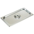 Winco SPSCT Standard-Weight 25 ga. Stainless Steel Flat Solid Steam Pan Cover - 1/3 Size - 72/Case