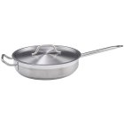 Winco SSET-3 Premium Stainless Steel Induction Saute Pan with Cover 3 qt. - 6/Case