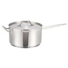 Winco SSSP-10 Premium Stainless Steel Induction Sauce Pan with Cover and Helper Handle 10 qt. - 2/Case