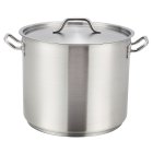 Winco SST-32 Premium Stainless Steel Induction Stock Pot with Cover 32 qt. - 2/Case