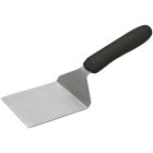 Winco TKP-41 Stainless Steel Solid Offset Steak/Burger Turner with 4-1/8" x 3-3/4" Blade and Black Polypropylene Ergo Handle - 72/Case