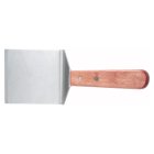 Winco TN46 Stainless Steel Solid Offset Steak/Burger Turner with 4-1/8" x 3-3/4" Blade and Wooden Handle - 12/Case