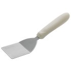 Winco TWP-30 Stainless Steel Solid Offset Mini Turner with 2" x 2-1/4" Blade and White Polypropylene Ergo Handle