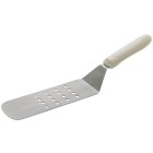 Winco TWP-91 Stainless Steel Perforated Offset Turner with 8-1/4" x 2-7/8" Blade and White Polypropylene Ergo Handle - 48/Case