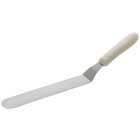 Winco TWPO-9 Stainless Steel Solid Offset Spatula with 8-1/2" x 1-1/2" Blade and White Polypropylene Ergo Handle - 144/Case