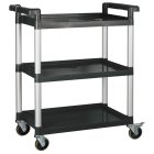Winco UC-2415K 3 Shelf Utility Cart with Brakes 32"L x 16-1/8"W x 36-3/4"H - Black - 330 lb. Capacity - Unassembled