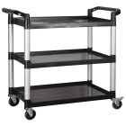 Winco UC-3019K 3 Shelf Utility Cart with Brakes 40-3/4"L x 19-1/2"W x 37-3/8"H - Black - 400 lb. Capacity
