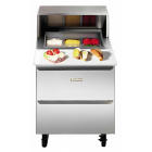 Traulsen UPT279-L-SB 1-Section 1 Left Hinged Door Refrigerated Salad/Sandwich Prep Table with Roll-Top Lid & Stainless Steel Back 27" - Holds (9) 1/6 Size Pans - 7.7 cu. ft. - 115v 
