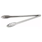 Winco UT-16LT Coiled Spring Medium-Weight Stainless Steel Scalloped Utility Tongs 16" - 72/Case