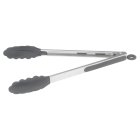 Winco UTS-12K Stainless Steel Locking Scalloped Utility Tongs with Non-Slip Silicone Tips and Grip 12" - 72/Case