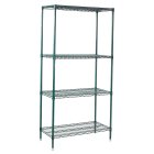 Winco VEXS-2448 Knock-Down 4-Shelf Green Epoxy Coated Wire Shelving Set 24" x 48" x 72"H