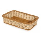 GET WB-1513-TT Designer Polyweave Bread & Bun Rectangular Basket 17-1/2" x 11-1/2" x 3-3/4"H - Two-Tone Brown / Beige  - 6/Case
