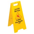 Winco WCS-25 2-Sided "Caution Wet Floor" Floor Safety Sign 12" x 25"H - Yellow - 12/Case