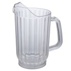 Winco WPC-32 Plastic Single Spout Water Pitcher with Fluted Sides 32 oz. - Clear - 12/Case