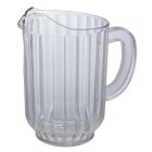 Winco WPC-60 Plastic Single Spout Water Pitcher with Fluted Sides 60 oz. - Clear